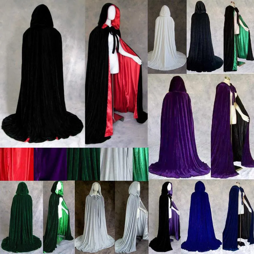 Velvet Hooded Cloaks Winter Wedding Capes Cheap Wicca Robe Wram Christmas Floor Length Long Bridal Wraps Custom Made