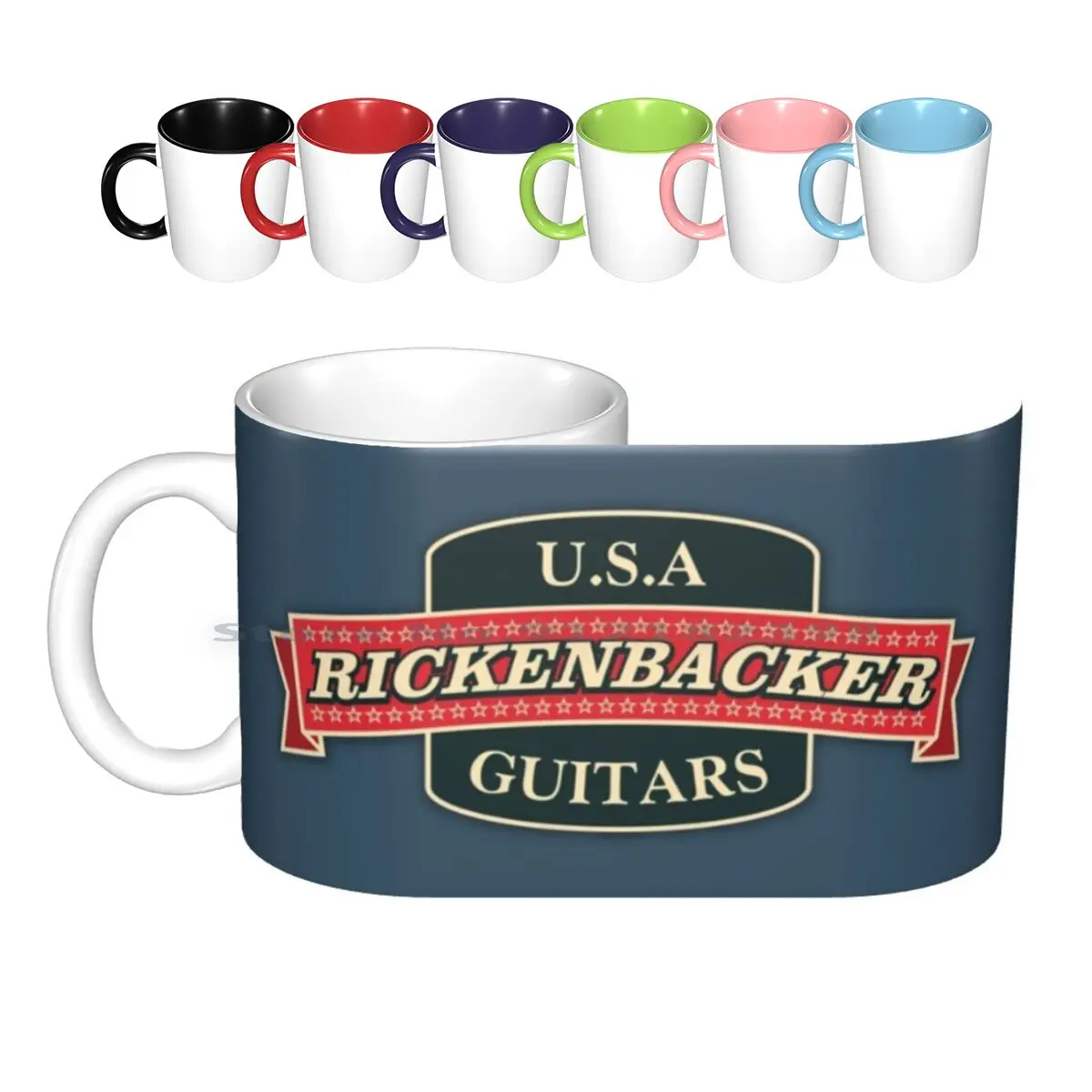 U.s.a Guitars 1968 Ceramic Mugs Coffee Cups Milk Tea Mug Guitar Music American Usa Roll Festival Cool Musical Instruments