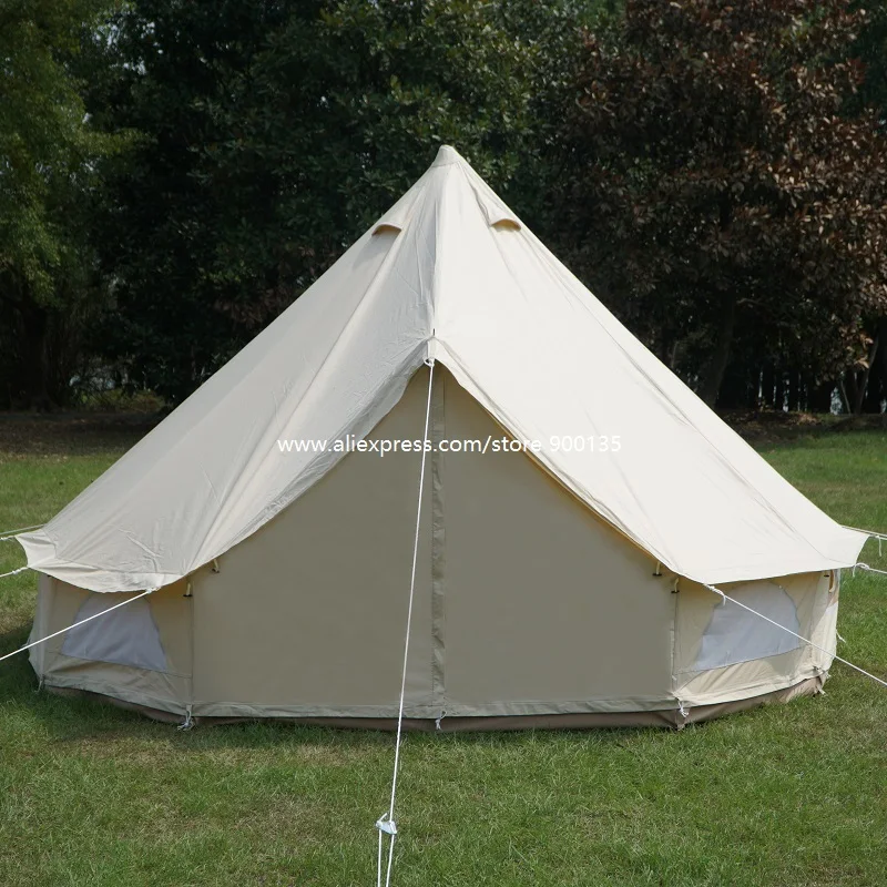 3m 4m 5m 6m Waterproof Cotton Canvas Bell Tent Luxury Glamping Tent for Family Or Tent accessories For Hiking