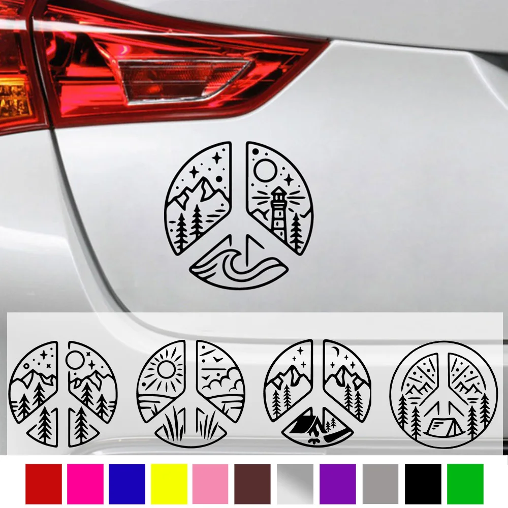 Creativity Design Adventure World Peace Car Stickers Funny Window Vinyl Decals Car Styling Self Adhesive Emblem Car Stickers