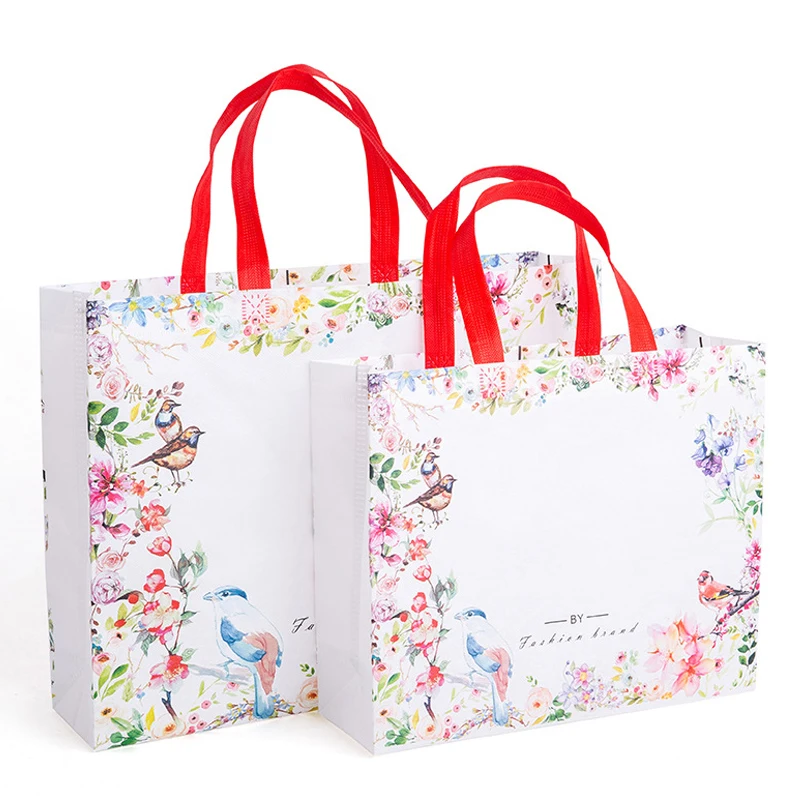 1PC Flower Print Foldable Shopping Bag Reusable Eco Shopper Bag Large Women Storage Tote Pouch Non-Woven Grocery Shopping Bags