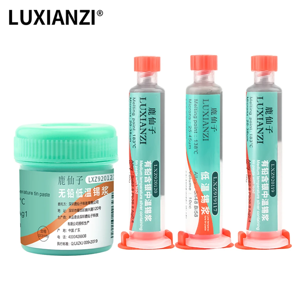 LUXIANZI Mid/Low Melt Solder Paste BGA Lead Free Soldering Iron Flux 138℃ 183℃ Tin Paste for SMD PCB Repair Flux De Soudure