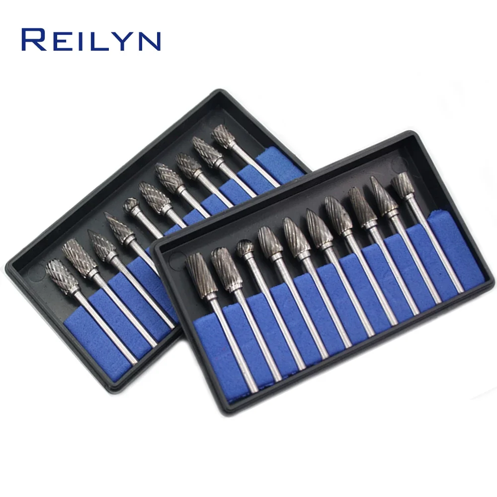 Free Shipping 10pcs/set Tungsten Steel File Meshed Double Grained Milling Cutter 3 x 6mm Rotary File Grinding Bits