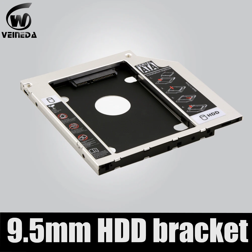 

Universal 2nd 9.5mm Aluminum HDD Caddy SATA 3.0 for 2.5" SSD Case HDD Enclosure for Notebook CD-ROM hard drive bracket
