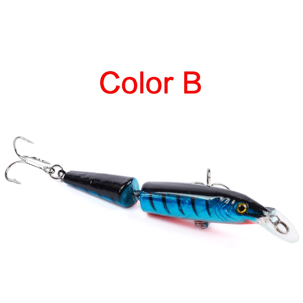 Duas seções iscas de pesca minnow, 105mm/9g, plástico artificial, olhos 3d, swimbait, wobblers para lúcio, equipamentos de pesca, 1 parte