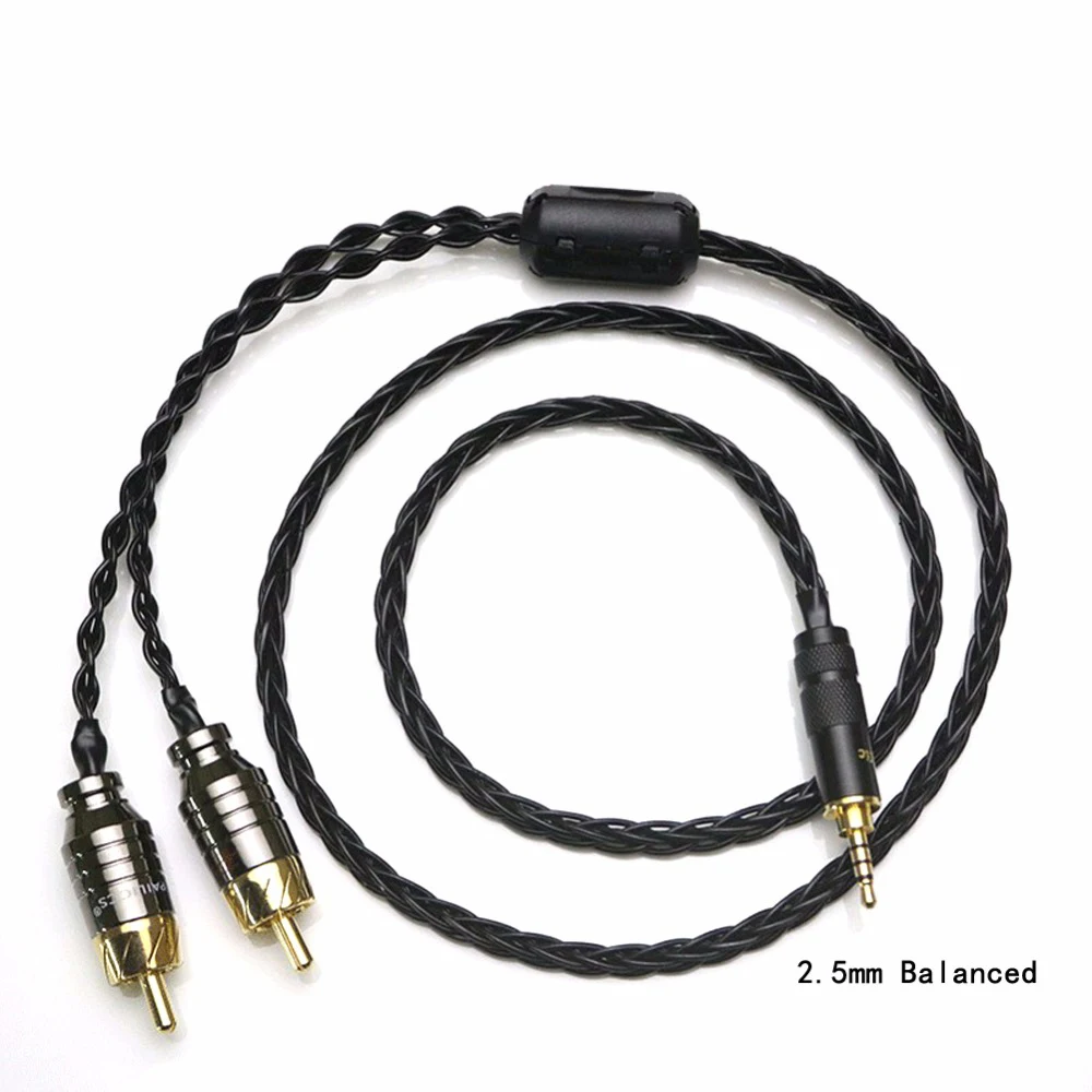 Audiocrast 2,5/3,5/4,4 мм сбалансированный разъем «папа» на 2 разъема RCA аудиоразветвитель 24AWG OCC посеребренный кабель для наушников-плеера