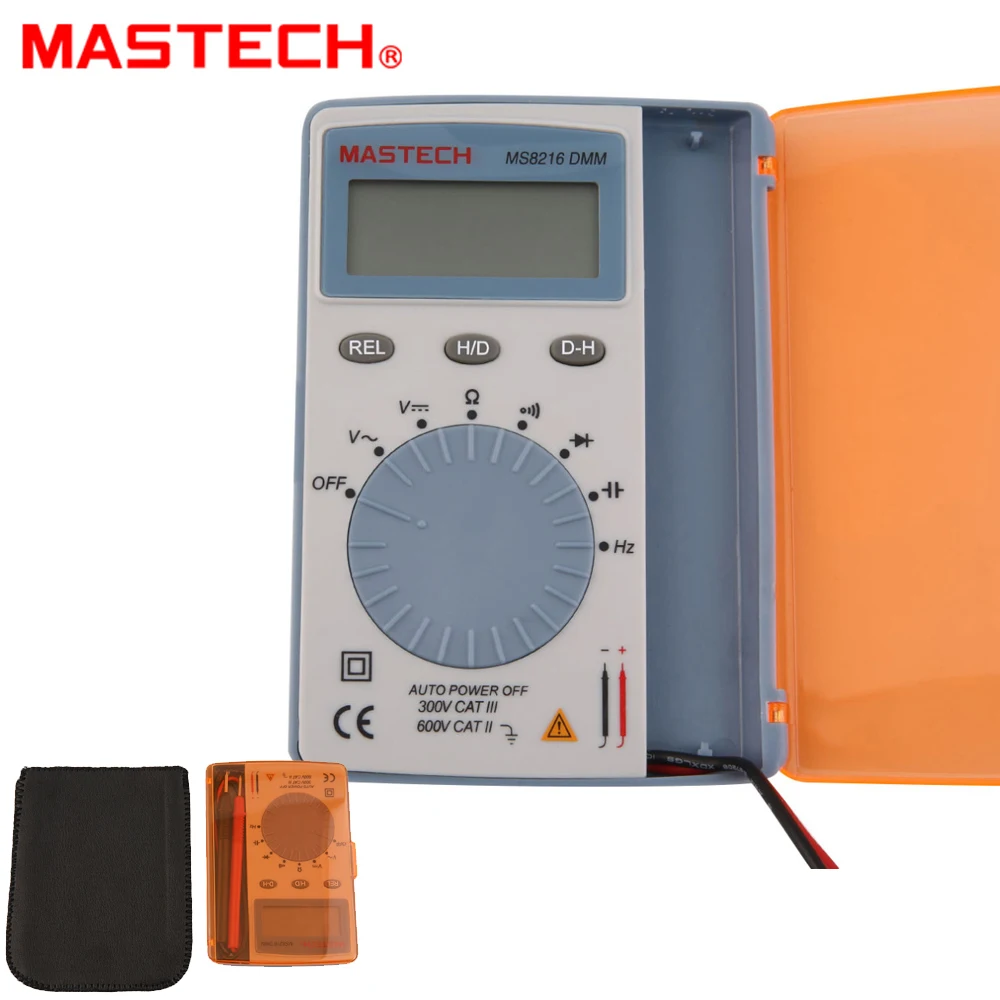 MASTECH MS8216 Digital Multimeter 4000 Counts LCD Autoranging AC/DC Voltage DMM Pocket Tester Detector with Diode