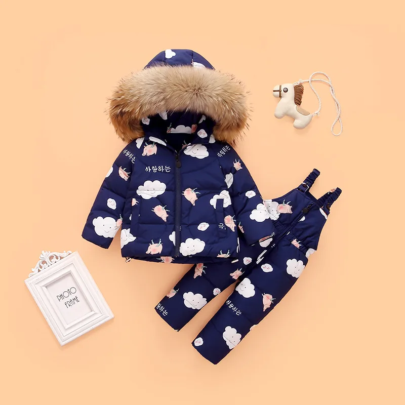 

1-4 Yrs 2022 Winter Baby Duck Down Jacket Jumpsuit Baby Boy Girl Clothing Sets 2pcs Overalls For Children Toddler Snowsuit Coat