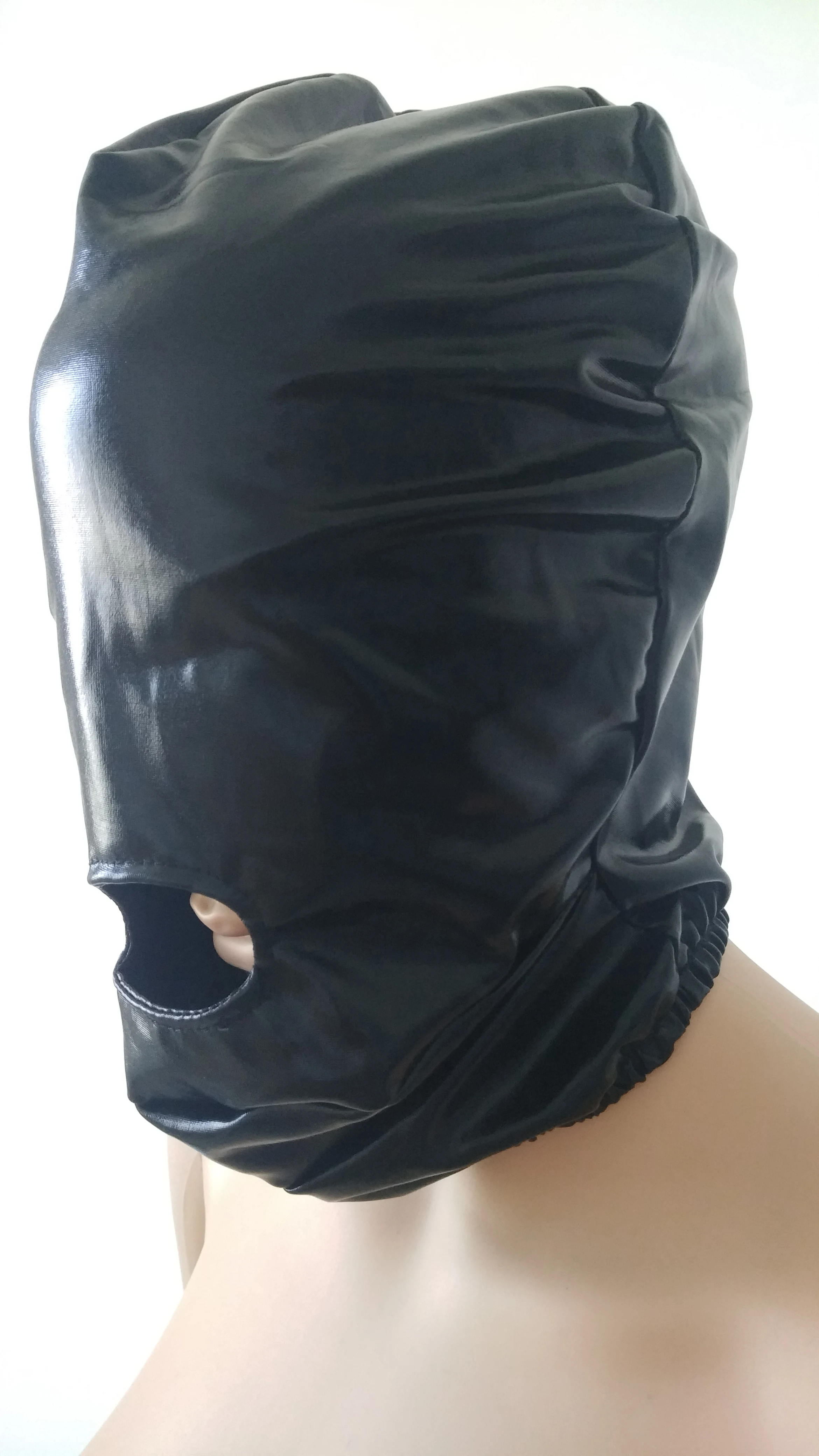 Déguisement Zentai unisexe de couleur noire, capots de Cosplay, métalliques brillants, pour fête d'halloween, bouche ouverte