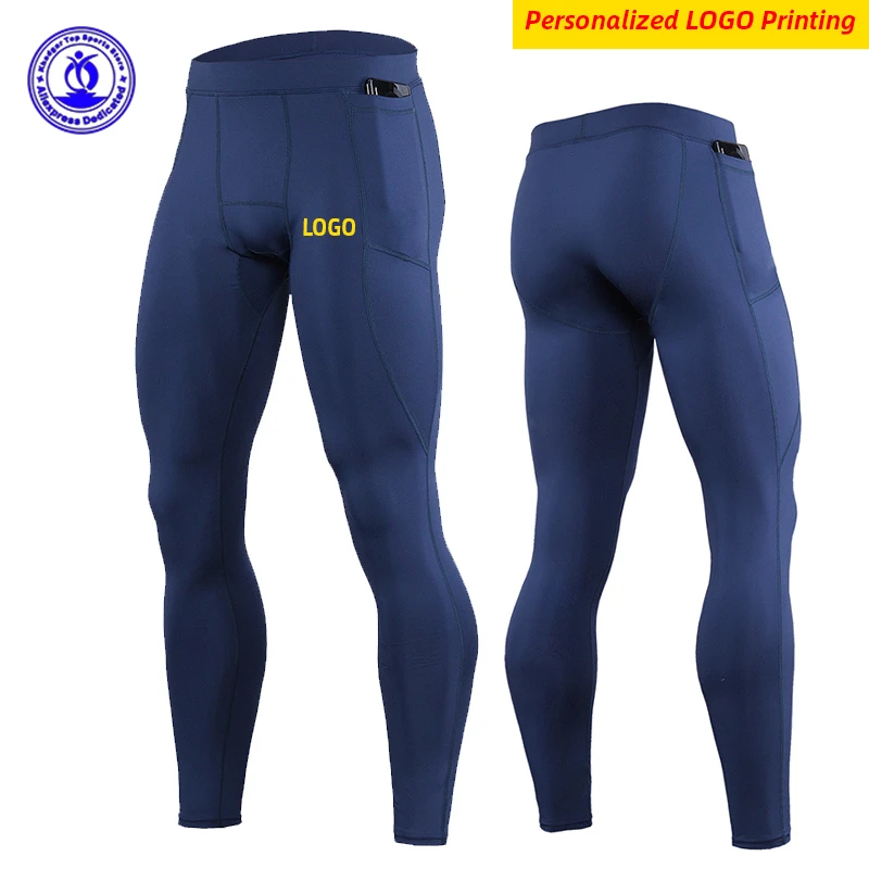 

Personalize LOGO Men Compression Running Leggings Quick Dry Elastic Sport Gym Fitness Tights Workout Training Pants Yoga Bottoms