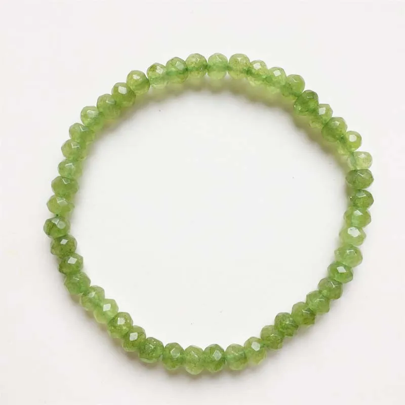 4*6mm Faceted Peridot Color Olivine Jade Bracelet Green Natural Stone Beaded Yoga Jewelry For Men Women Elastic Rope Friend