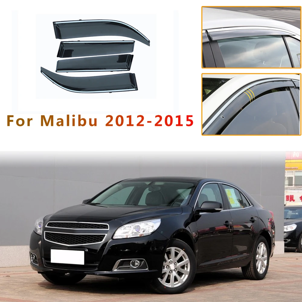 

For Chevrolet Malibu 2012 2013 2014 2015 ABS 4PC Car Smoke Window Sun Rain exterior visor Deflector Guard Accessories