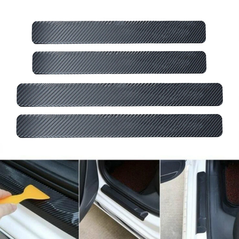 

4 PCs Carbon Fiber Anti-scratch Car Door Sill Stickers Car Stickers