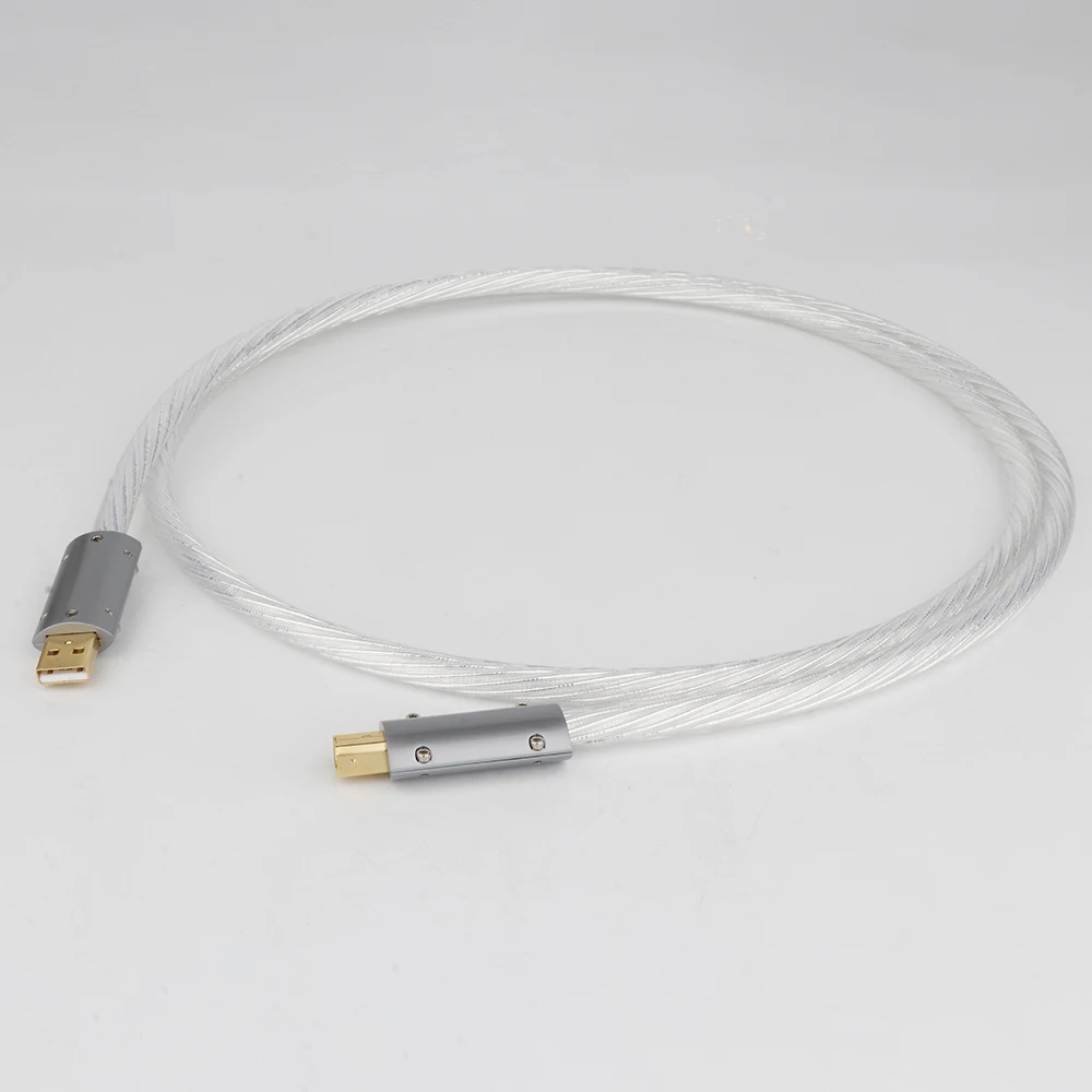 Preffair Hifi 최고 품질의 실버 도금 + 모노 오디오 쉴드 USB 케이블 유형 A ~ 유형 B DAC 용 Hifi 데이터 케이블