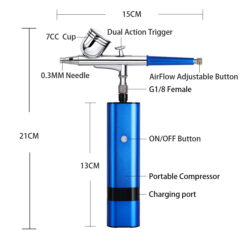 HHC Được Thiết Kế Mới Cao Cấp Không Dây Bộ Phun Tự Động Khởi Động Dừng Klein Xanh Dương Cốc Có Thể Thay Thế Được Phun Vẽ Trang Điểm