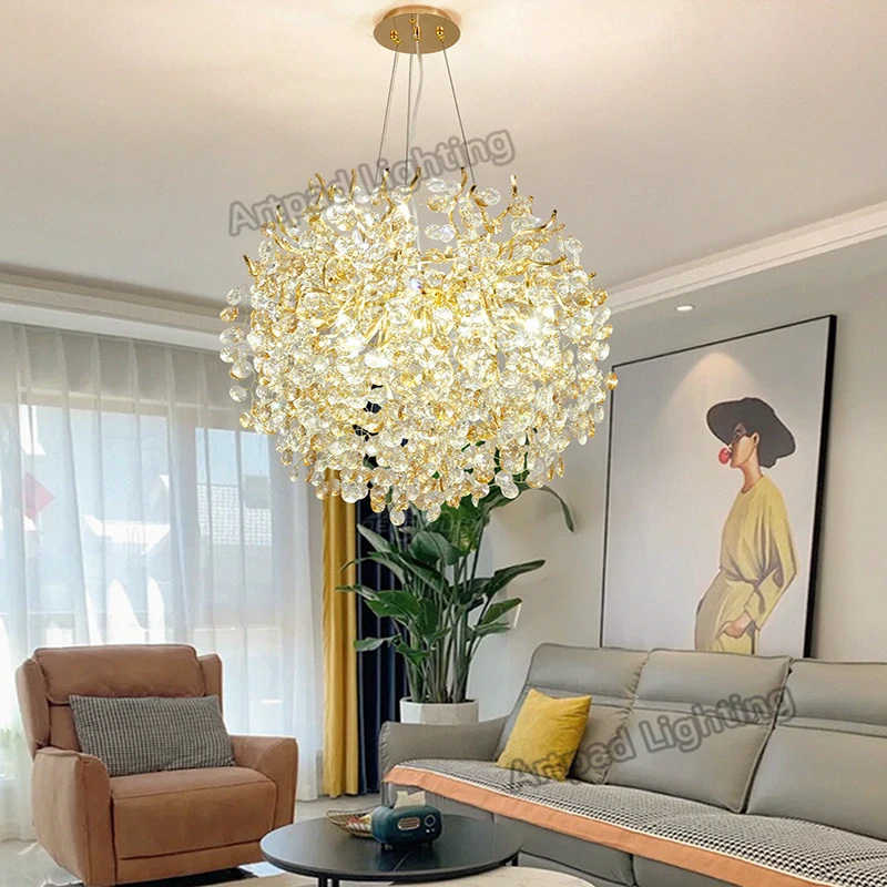 Pendant Lamp Nordic Luxury Kitchen Light Crystal Decoration Bedroom Chandelier for Living Room G9 Lamp Ceiling for Dining Room