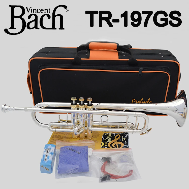 

Music Fancier Club Bb Trumpet TR-197GS Silver Plated Gold Keys Music Instruments Profesional Trumpets 197GS With Case Mouthpiece