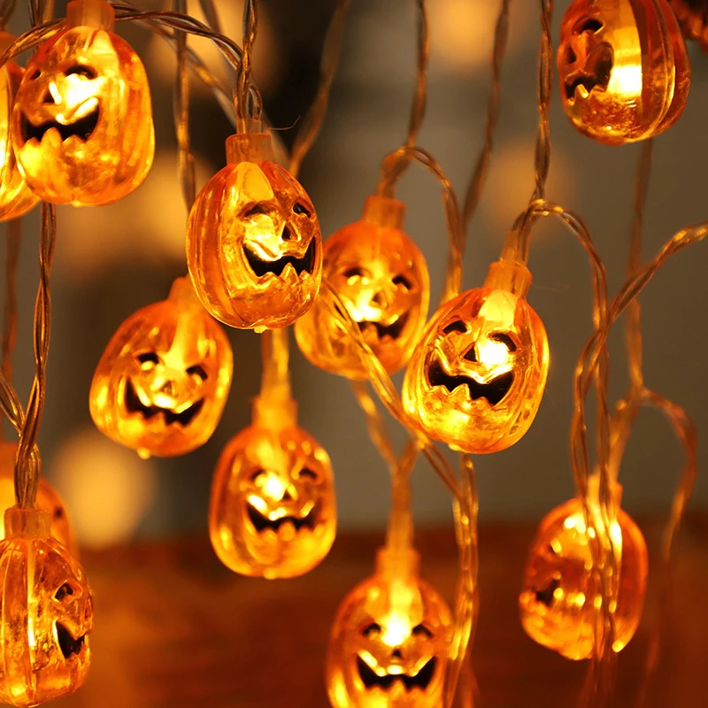 1.5m 10Led Halloween Pumpkin LED String Lights Ghost Skeletons Bat Hanging Lantern Home Party Festival Decor Christmas Ornaments