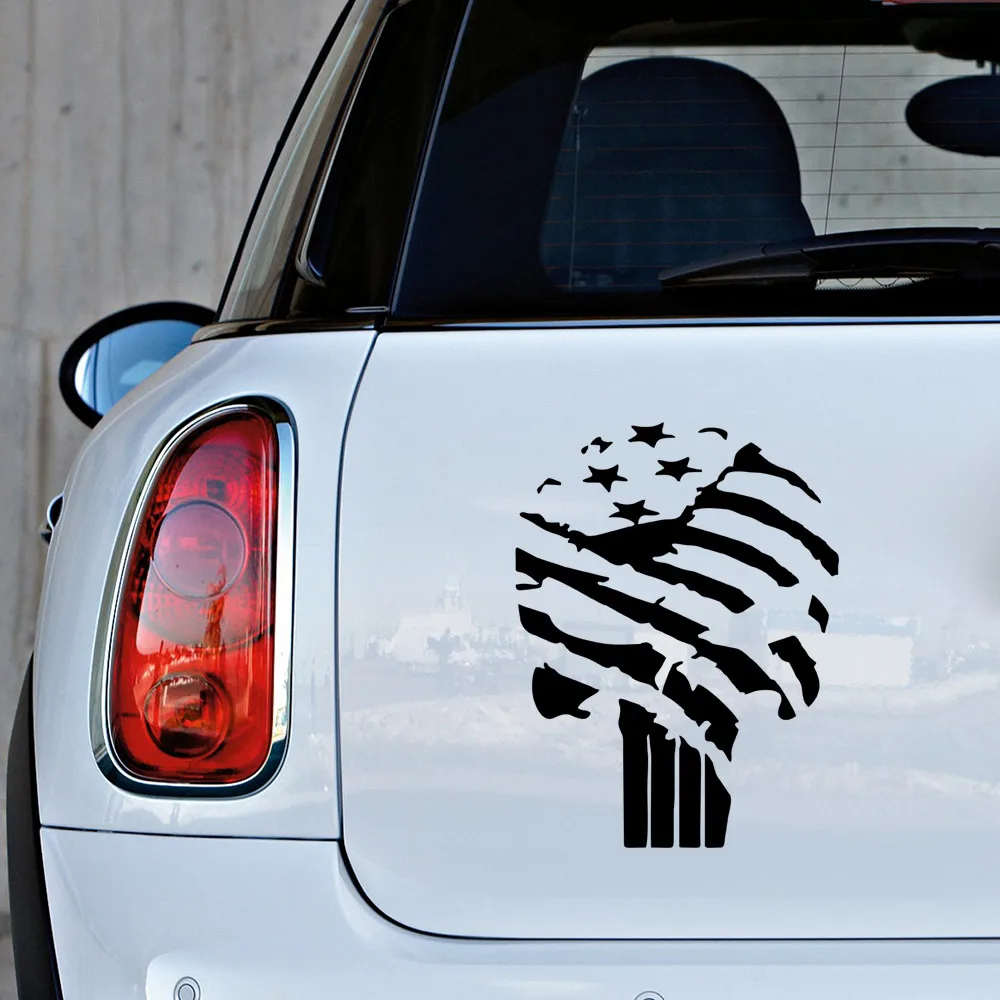 MIGNATIS - American Flag and Punisher Label Sticker Paste Mural Art Decal For Car Window Loptop Decoration Vinyl Stickers Waterp