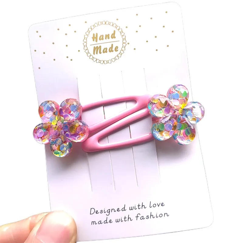 2 PCS New Lovely Sequined Flower Cherry Kids Hairpins Baby Hair Clips Headdress Girls Hair Accessories Children Headwear