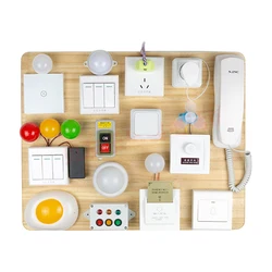 Busy Board DIY Toys Child Educational Wooden Toys Accessories Games Plug Socket Electrical Switch Montessori Materials 2 Years