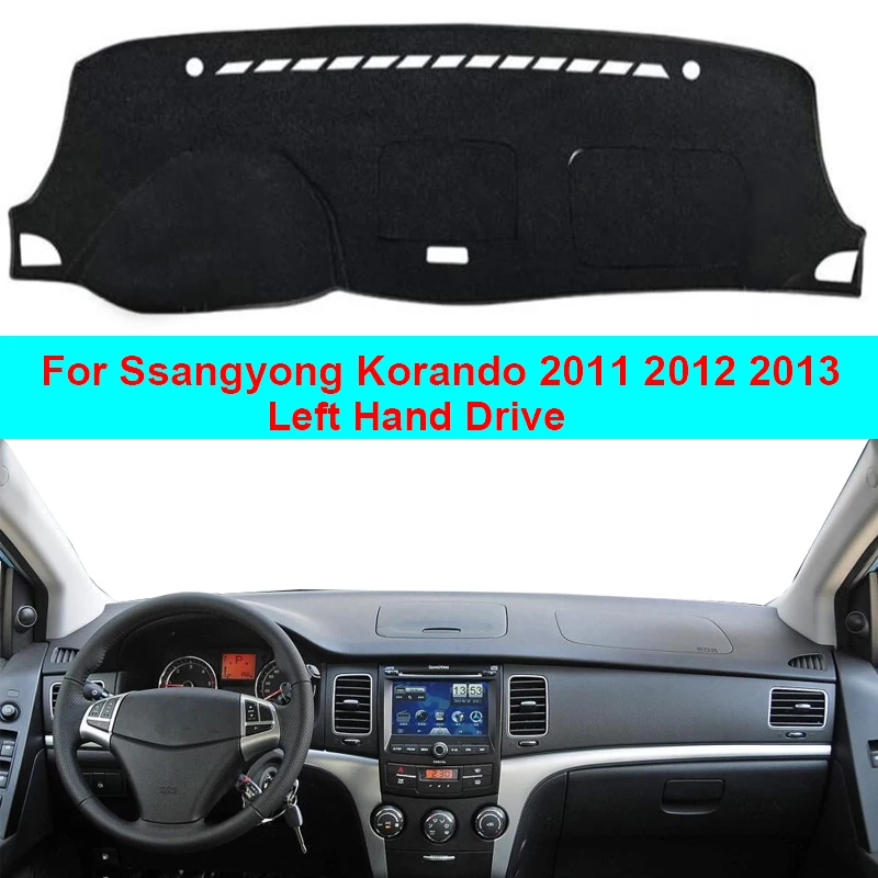 2 Layers Car Dashboard Cover Carpet Cape For Ssangyong Korando 2011 2012 2013 LHD Sun Shade Pad Carpet Dashmat Sun Shade Pad