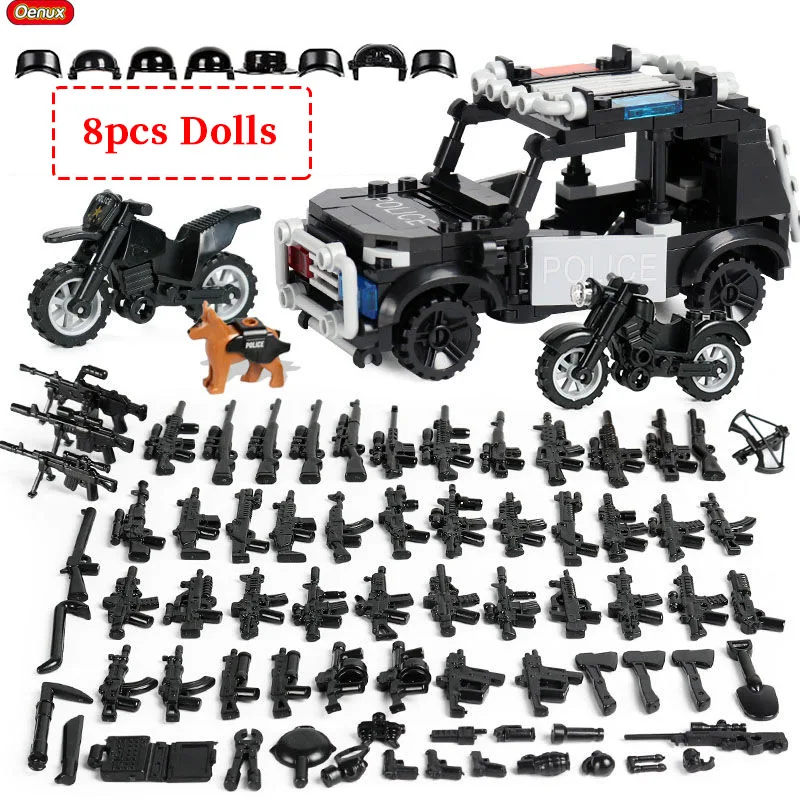 Oenux 6PCS The Marine Corps Military Building Block Set Mini Navy Army Soldiers Figures With Weapons Brick MOC Toys Kids Gift image 6