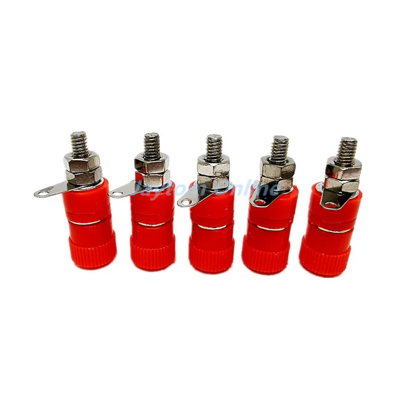 5pcs JS-910B 4mm Banana Socket Nickel Plated Binding Post Nut Banana Plug Jack Connector JS919 Red Black