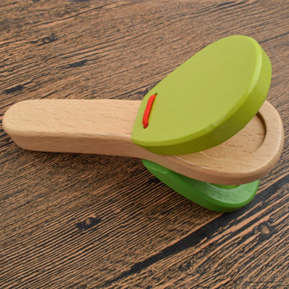 1PC manico a percussione in legno battendo Castanets Board per strumento musicale per bambini giocattoli per l'apprendimento educativo precoce in età prescolare