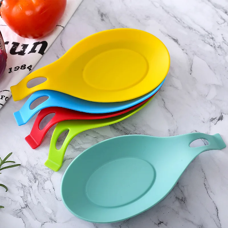 1PCS Spoon Holder Silicone Heat Resistant Spoon Rest Utensil Spatula Holder Gadget Kitchen Storage Home Kitchen Tool Garden