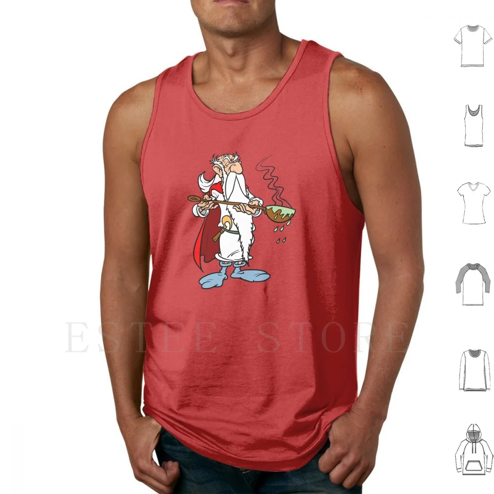 Getafix camisetas sin mangas chaleco algodón Asterix Obelix Asterix y Obelix dibujos animados cómic libros poción mágica pueblo Druid mago