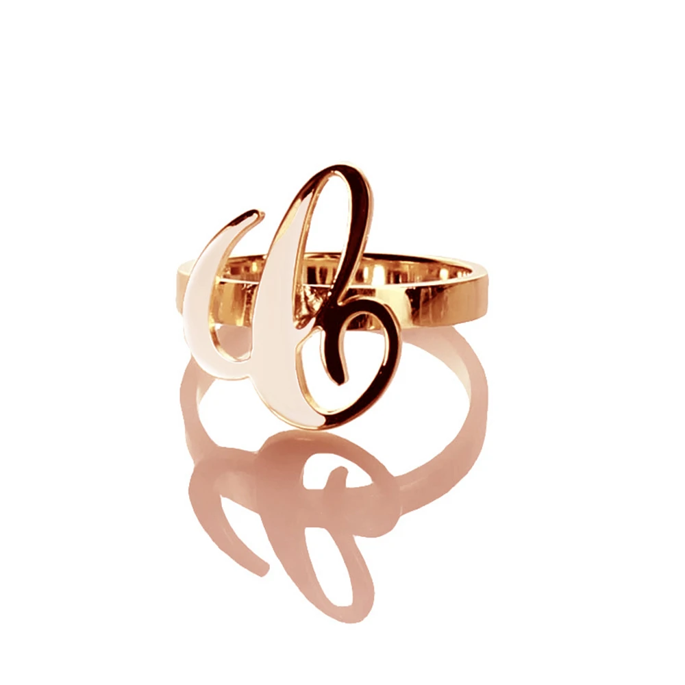 Uonney Dropshipping Jewelry Personalized Initial Letter Ring In Silver Rose Gold Customized Gift For Women Gift Jewelry