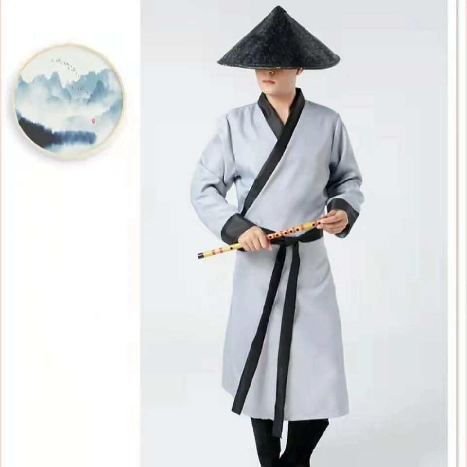 Grey Black Hinese Sword Full Tang Hanfu Men Chinese Traditional Gown for Men Chinese Costume