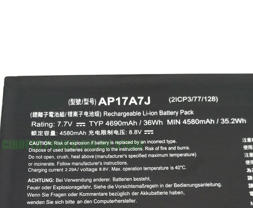 CP Battery AP17A7J 7.7V 36WH 4690mAh For Swift 7 SF714-51T Series (M4B3 M2BC M97L M3JU M4PV M9H0 M339 M9NF M2ST M44U M1K6 M1F6