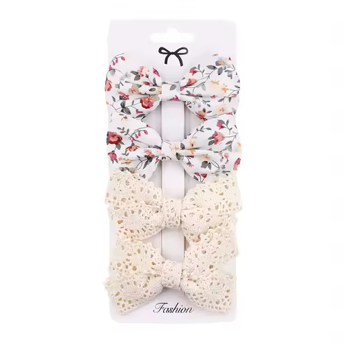 4Pcs/set Leopard Dot Print Bowknot Hair Bow Clips Baby Girls Lace Cotton Linen Barrettes Safety Hairpins Headwear Accessories - Image 12
