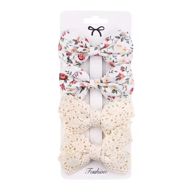 4Pcs/set Leopard Dot Print Bowknot Hair Bow Clips Baby Girls Lace Cotton Linen Barrettes Safety Hairpins Headwear Accessories - Image 12