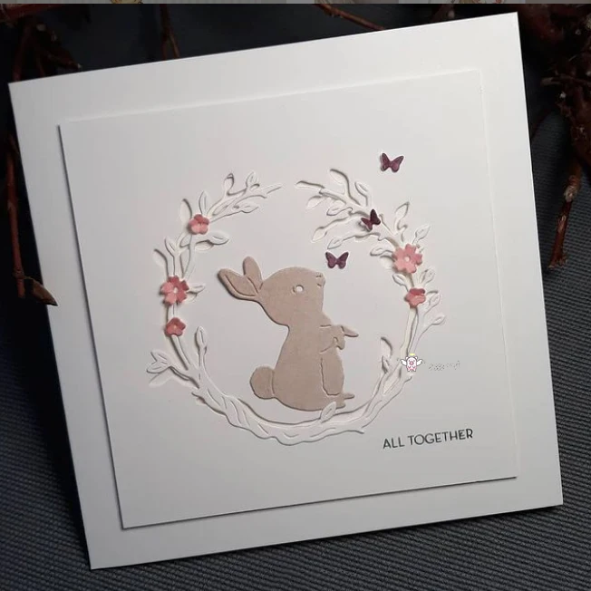 Piggy Craft wykrojniki do metalu foremki do wycinania formy Bunny flower pierścionek w kształcie liści księga gości papierowe rzemiosło forma do noża podkładki chroniące przed uderzeniami ostrzy umiera