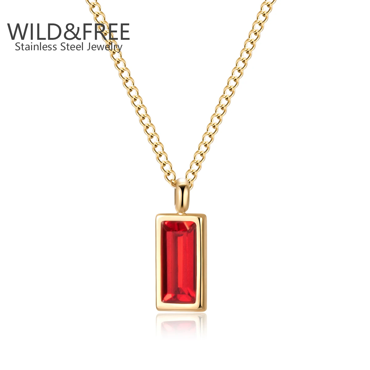 Gold Plated Three Colors Zirconia Pendant Gift Necklace for Women Stainless Steel Metal Neck Choker Party Jewelry Hot Sale