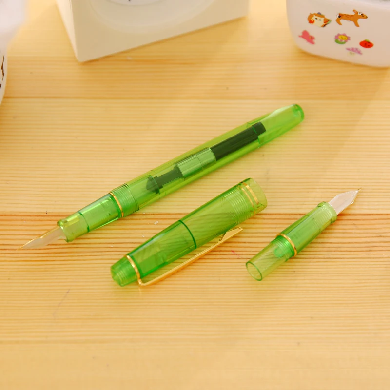 Plastic 358 Fountain Pen Classic Rotation Design Fashion Golden Spin Color Ink Stationary School Writing