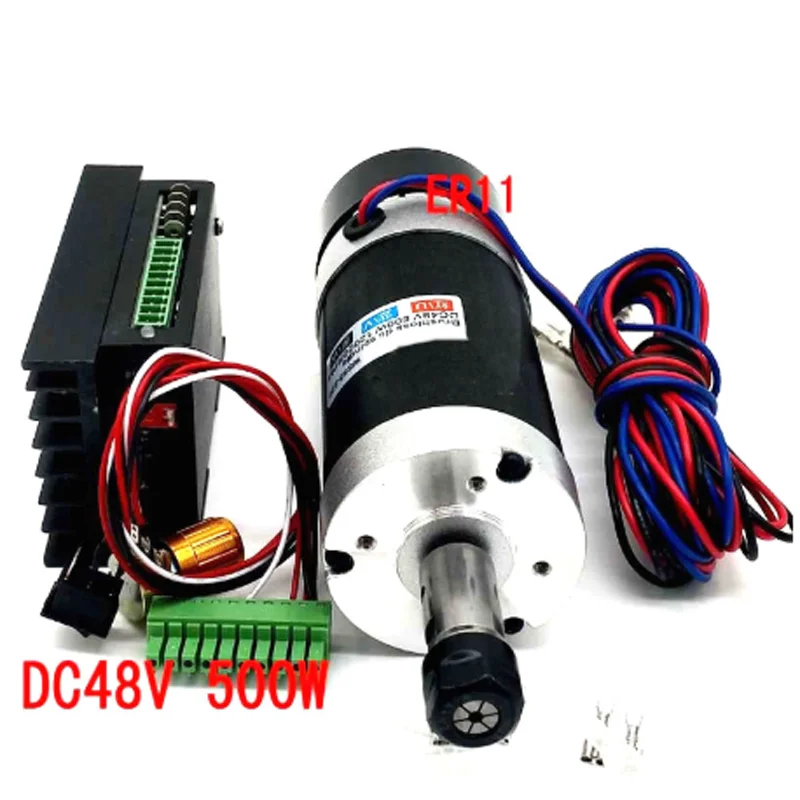 

ER11/ER16 500W CNC DC Brushless Air Cooled Spindle motor with WS55-220 DC20-50V Stepper Motor Driver for Engraver Machine