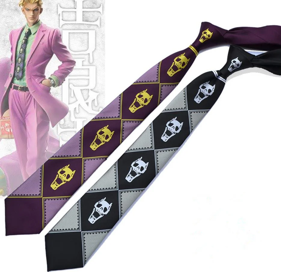 JoJo\'s Bizarre Adventure KILLER QUEEN Kira Yoshikage Skull Neck Tie Cosplay Costumes Accessoies