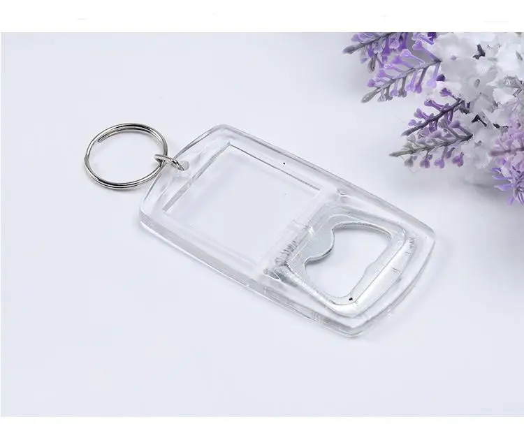 Blank Photo Frame Keyrings For Gifts Plastic Blank Acrylic Keychains With Bottle Opener Wholesale SN3433