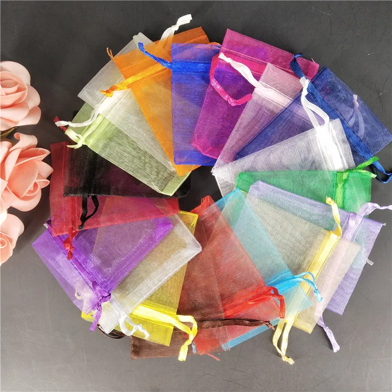 50PCS 15x20 17x23 20x30 25x35 30x40CM Organza Bags Jewelry Packaging Bags Wedding Party Decoration Drawable Bags Gift Pouches 7Z