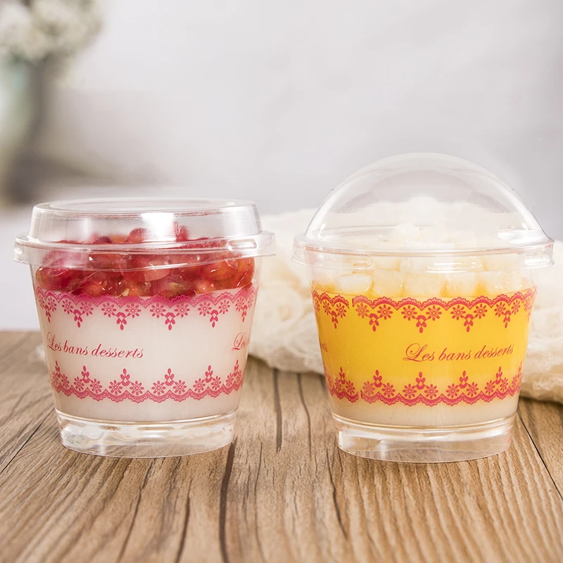 Food Grade Plastic Tiramisu Cup Pudding Cake Box Mousse Dessert Pastry Transparent Baking Tool Mold Ice Cream Tray With Lid