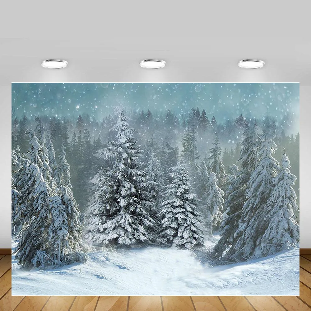 Mehofond Winter Forest Backdrop Natural Scenery Snow Bokeh Baby Birthday Portrait Photography Background Decor Photo Studio Prop