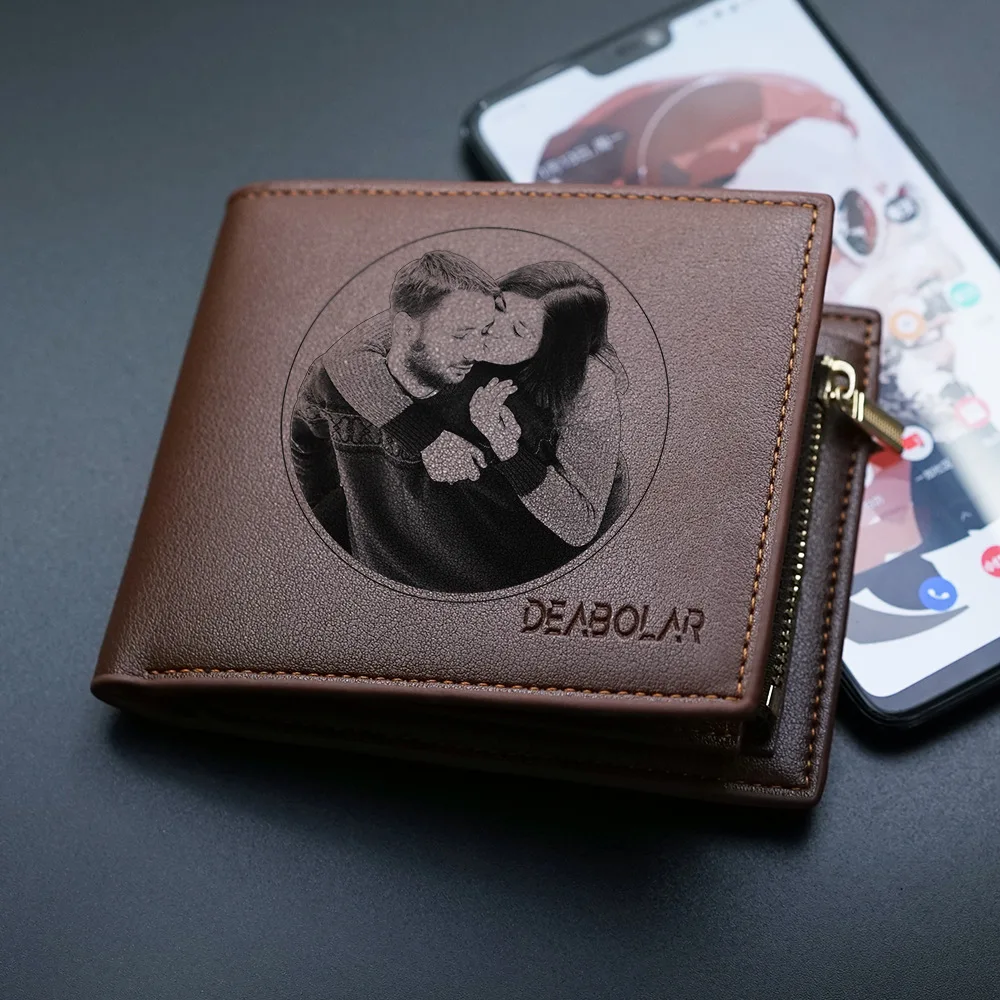 Amxiu Customized Family Lovers Picture And Text  Men's Wallet Short Multifunctional Fashion Wallet  Gift