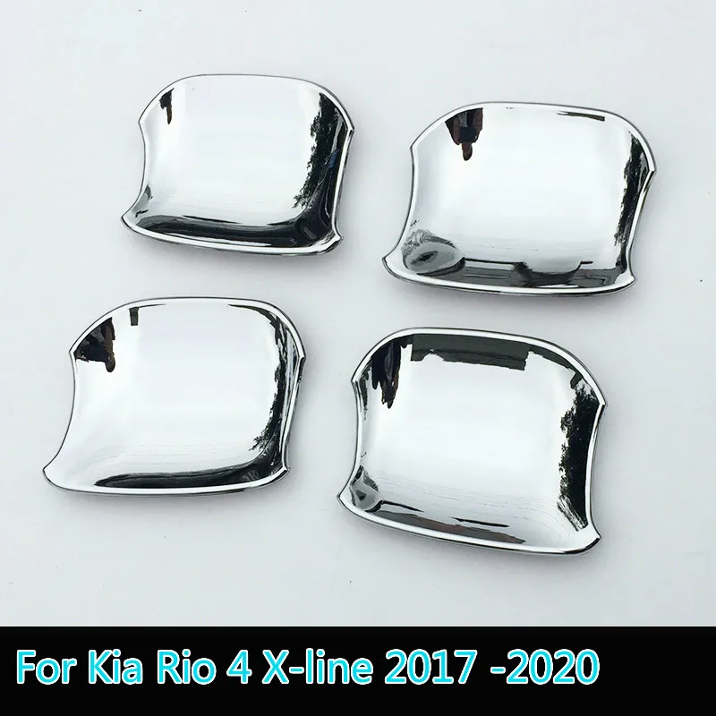 

For Kia Rio 4 X-line 2017 2018 2019 2020 Chrome Carbon Fiber Door Handle Cover Cup Bowl Trim Sticker Overlay Styling Accessories