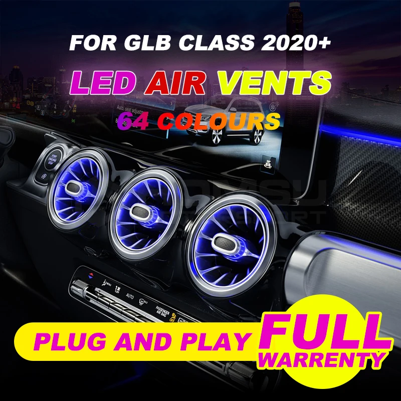 64 colours front LED turbine air vent For MB GLB class LED air condition vent synchronized with ambient light