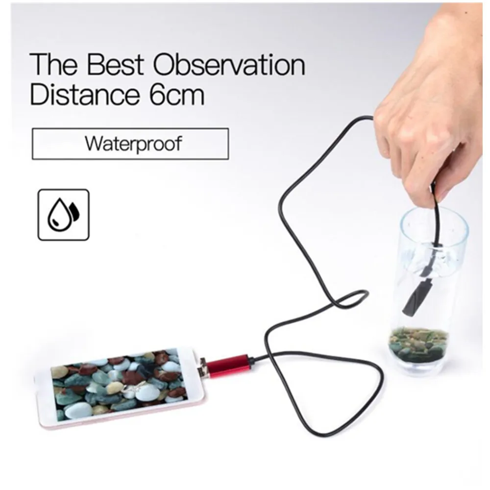 7.0mm mobile phone Android endoscope 2-in-1 HD IP67 waterproof 1 meter length 6LED mobile phone computer universal endoscope