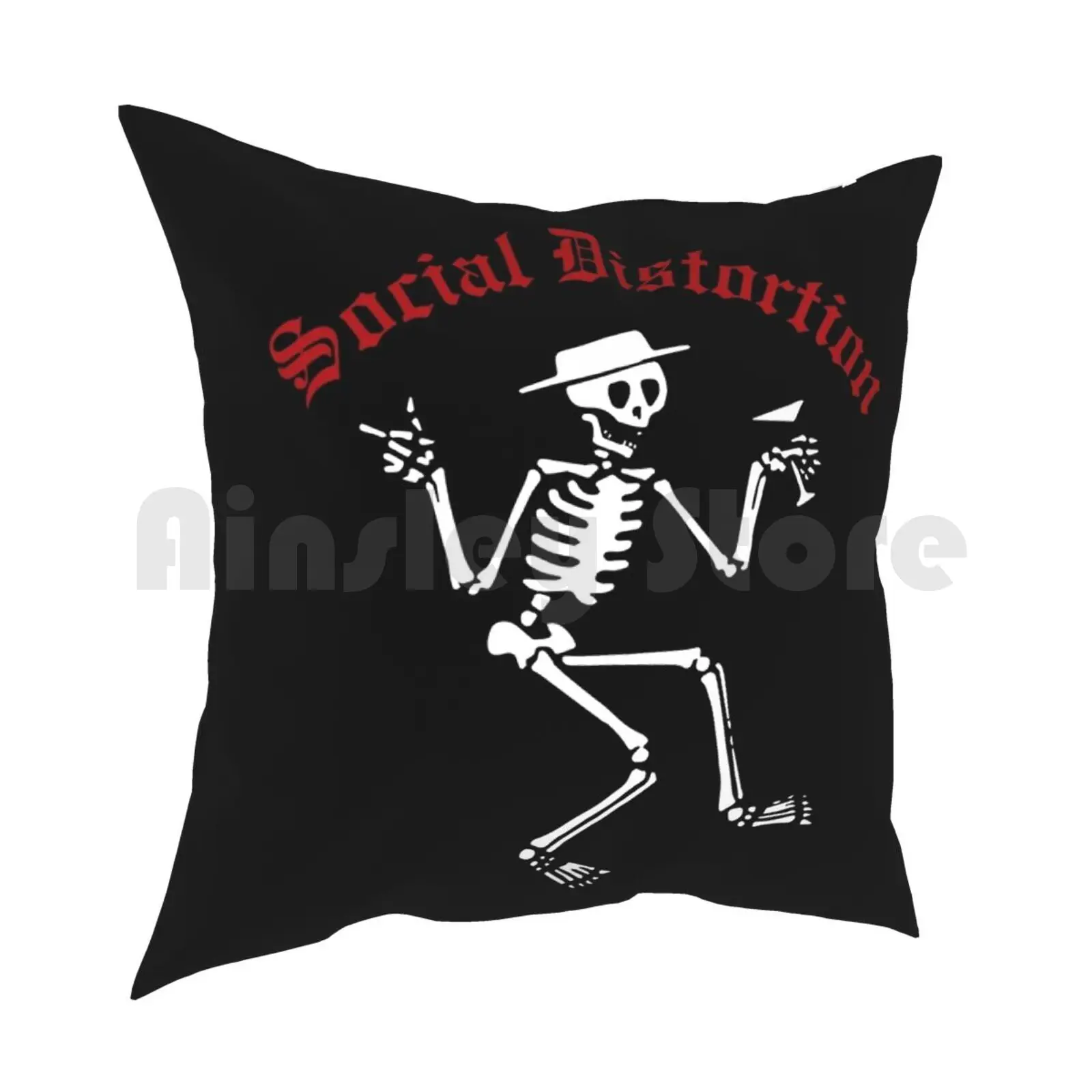 Social D Pillow Case Printed Home Soft Throw Pillow Social Distortion Punk Usa Music Band California Skull Logo Skeleton